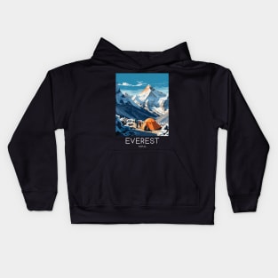 A Pop Art Travel Print of Mount Everest - Nepal Kids Hoodie